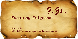 Facsinay Zsigmond névjegykártya
